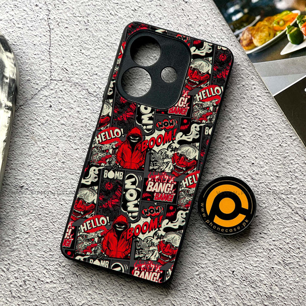 Oppo A5i - Boom Red - Premium Metal Printed soft Bumper shock Proof Case