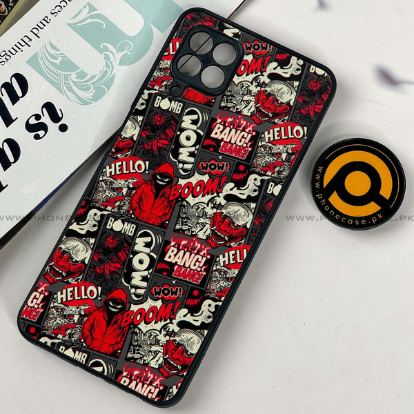 Samsung Galaxy A22 - Boom Red - Premium Printed Glass soft Bumper shock Proof Case  CS-34204