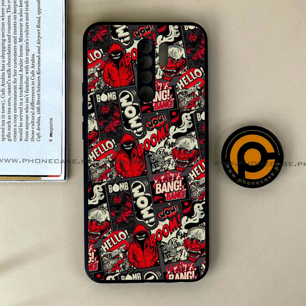 Xiaomi Redmi 9 - Boom Red - Premium Printed Glass soft Bumper Shock Proof Case