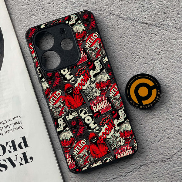 Xiaomi Redmi Note 14 - Boom Red - Premium Printed Glass soft Bumper Shock Proof Case