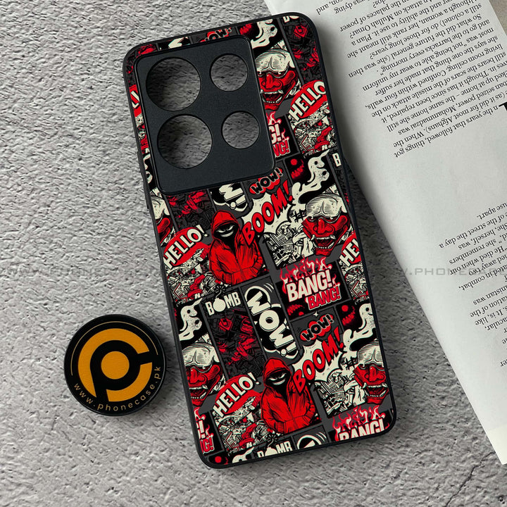 Infinix Note 30 - Boom Red - Premium Printed Glass soft Bumper shock Proof Case