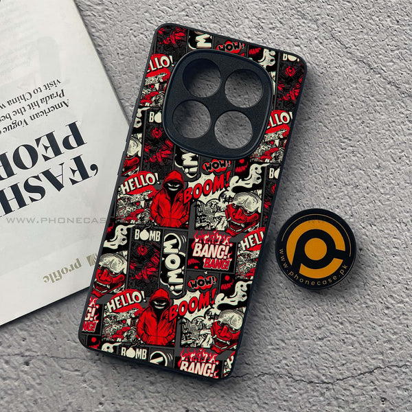Redmi Note 14 Pro - Boom Red - Premium Printed Glass soft Bumper Shock Proof Case