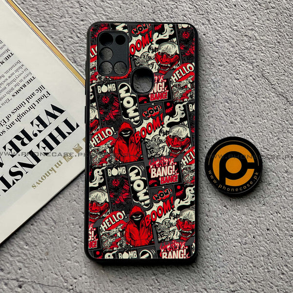 Samsung Galaxy A21s - Boom Red - Premium Printed Glass soft Bumper Shock Proof Case