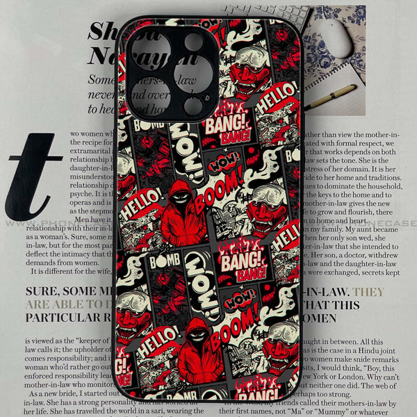 iPhone 16 Pro Max - Boom Red - Premium Printed Glass soft Bumper shock Proof Case