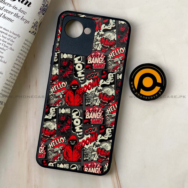 Realme C30 - Boom Red - Premium Printed Glass soft Bumper Shock Proof Case