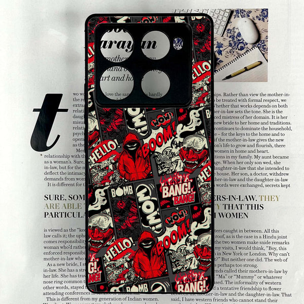 Infinix Note 40 Pro 4G - Boom Red - Premium Printed Glass soft Bumper shock Proof Case CS-27718