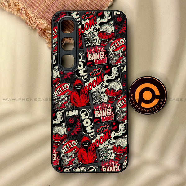 Infinix Hot 60 Pro - Boom Red - Premium Metal Printed soft Bumper shock Proof Case