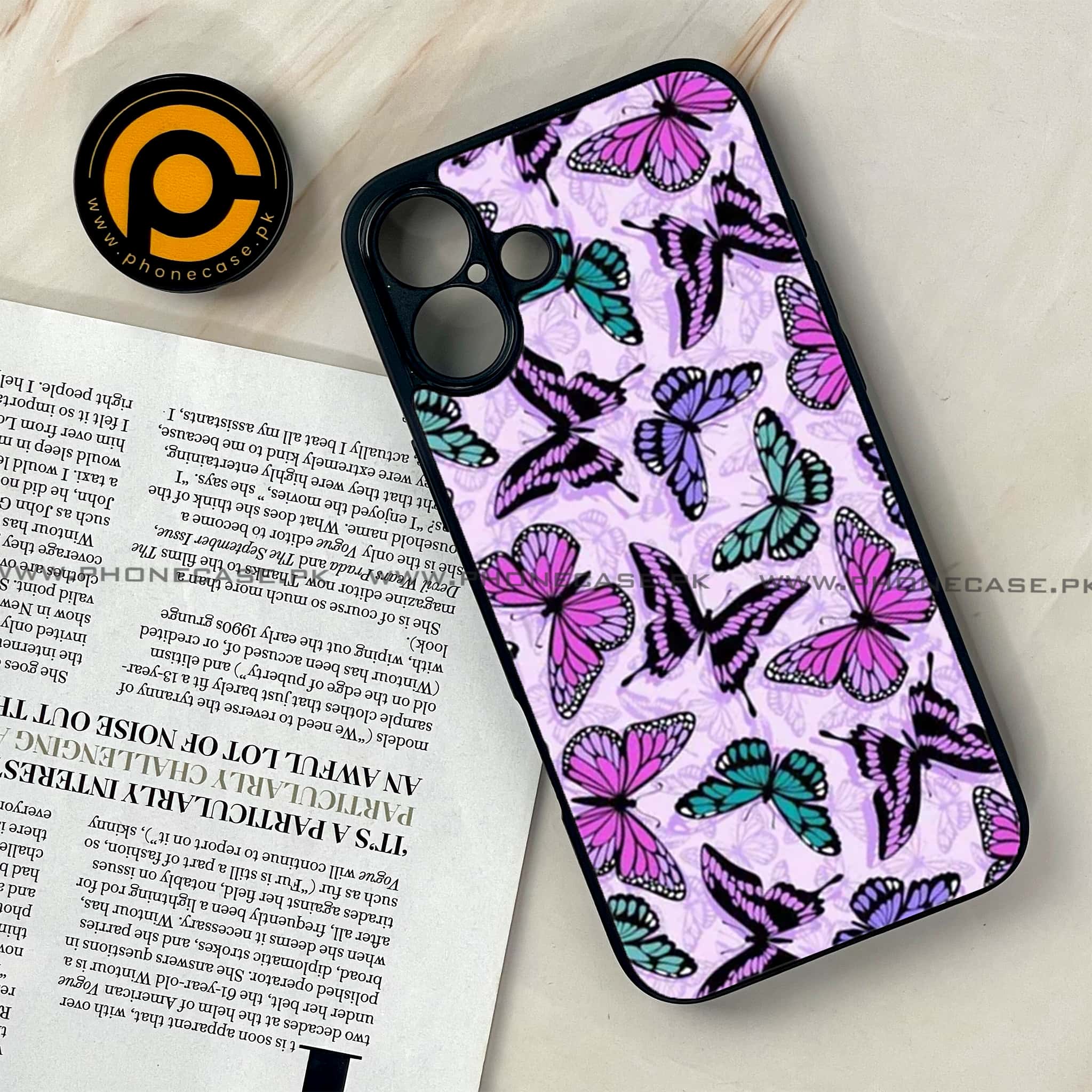 iPhone 16 Plus -   Butterflies Design - Premium Metal Printed soft Bumper shock Proof Case