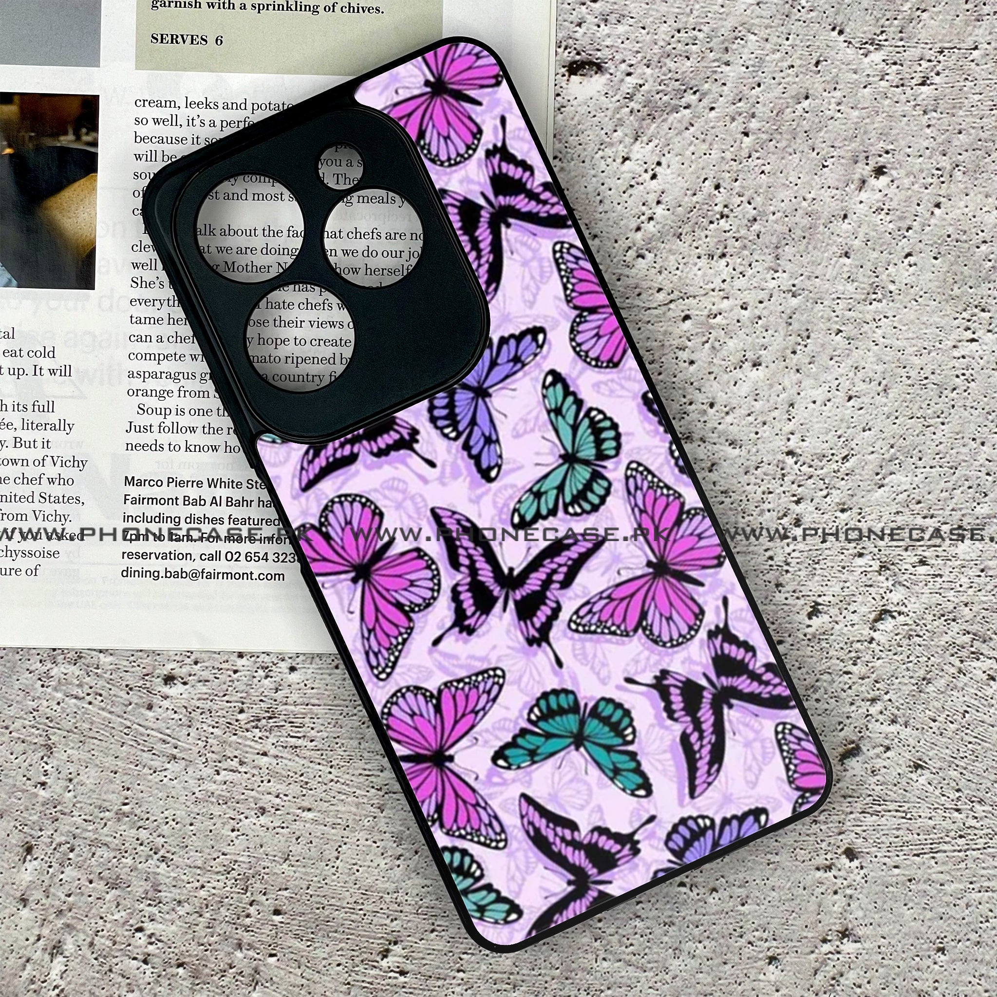 Infinix Hot 40 - Butterflies Design - Premium Printed Glass soft Bumper shock Proof Case