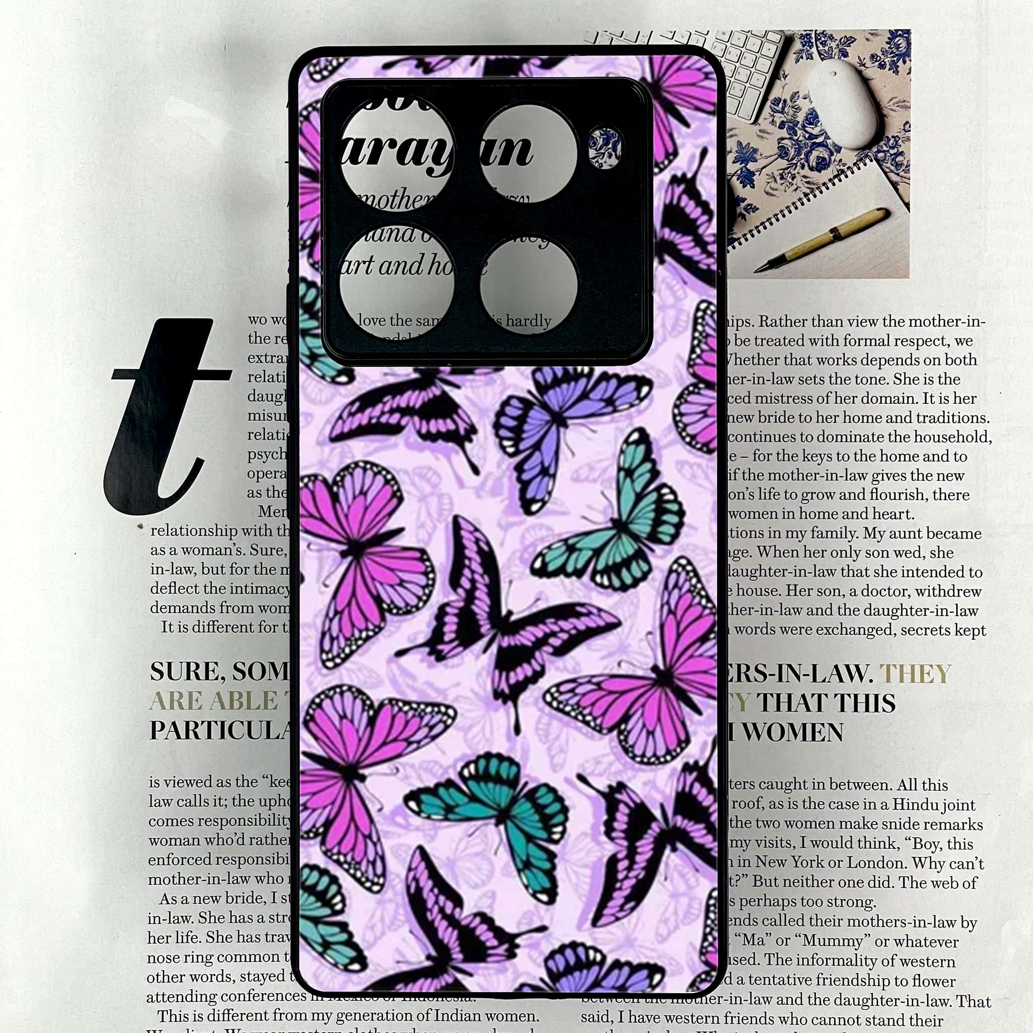 Infinix Note 40 Pro Plus - Butterflies Design Series - Premium Metal Printed soft Bumper shock Proof Case