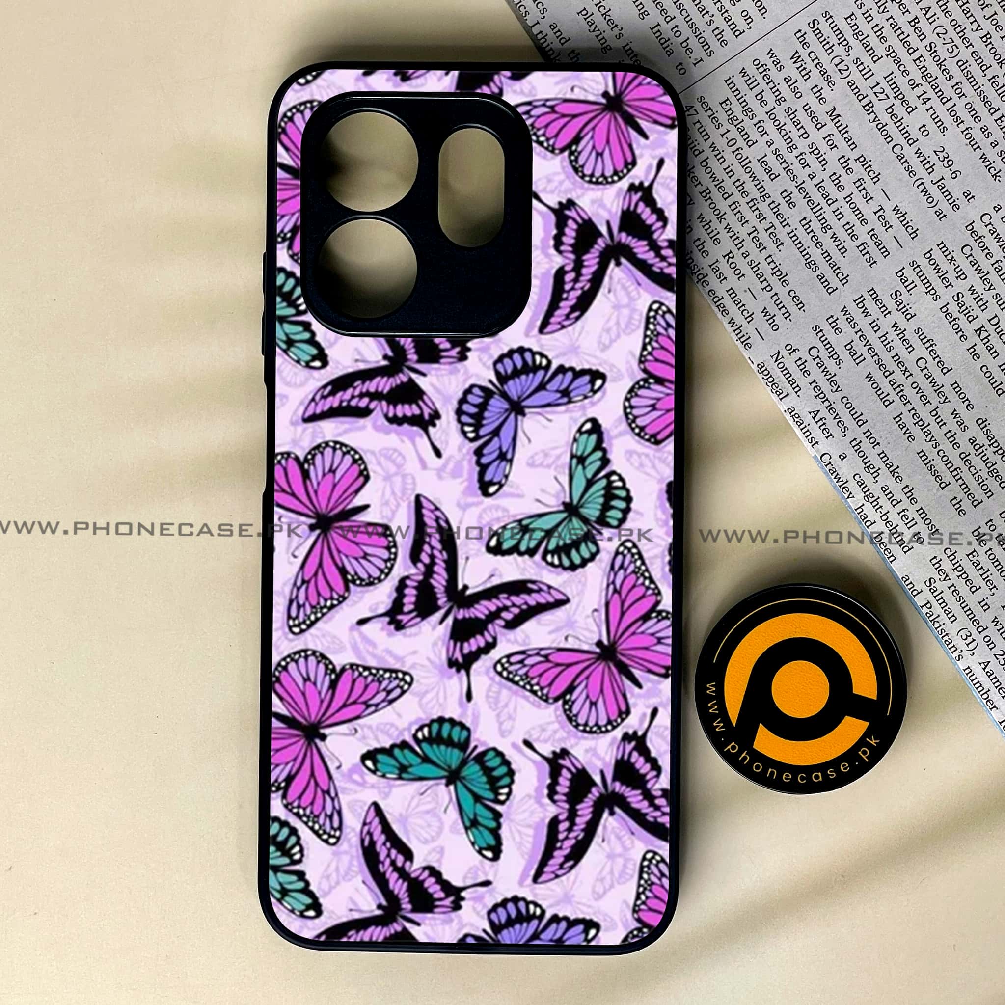Infinix Smart 9 HD - Butterflies Design - Premium Metal Printed soft Bumper shock Proof Case