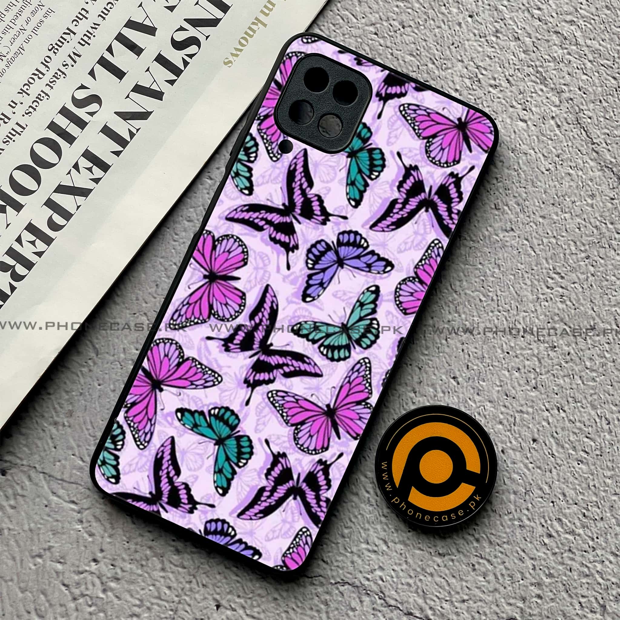 Samsung Galaxy A12 / A12 Nacho - Butterflies Design Series - Premium Printed Glass soft Bumper shock Proof Case