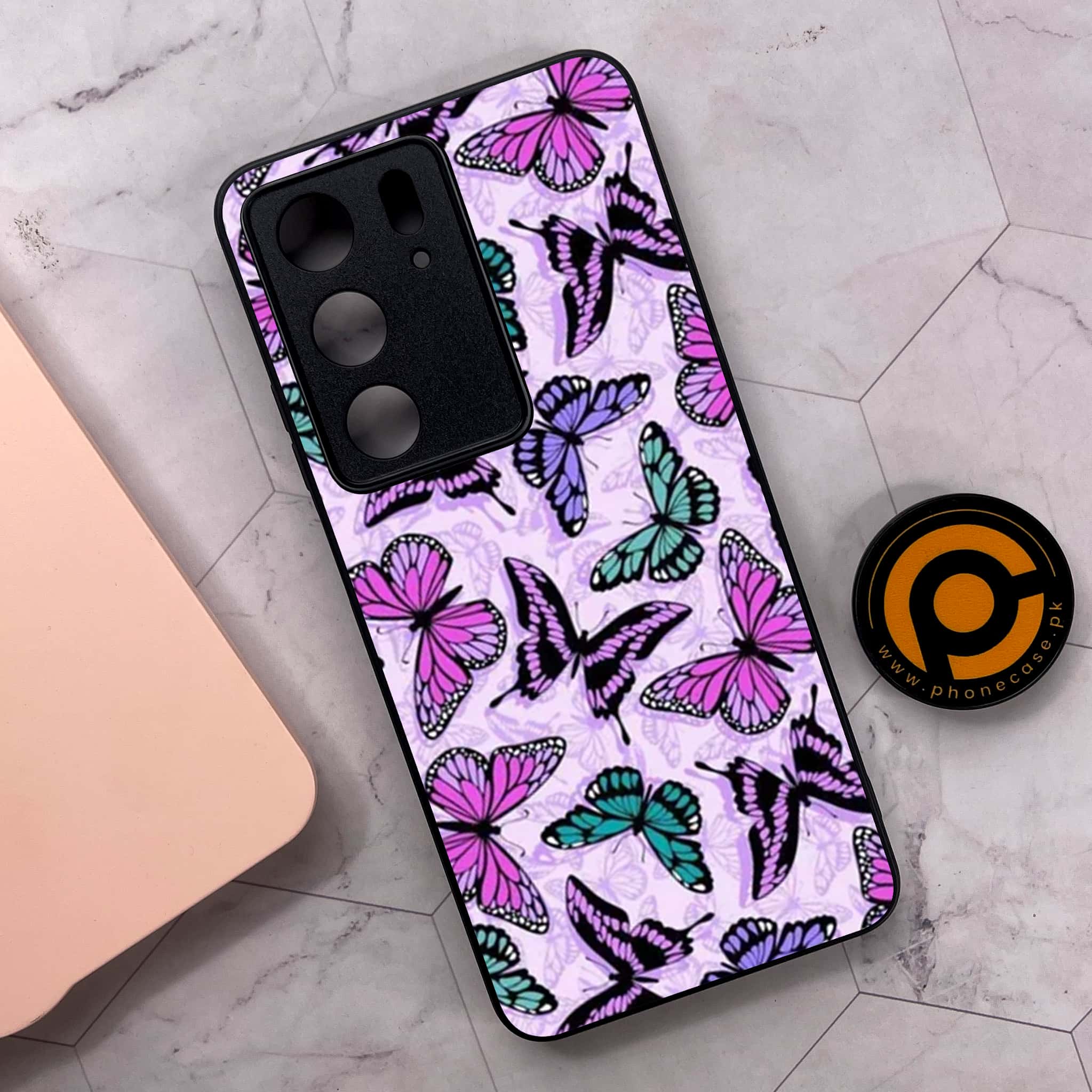 Realme C75x 4G - Butterflies Design Series - Premium Metal Printed soft Bumper shock Proof Case