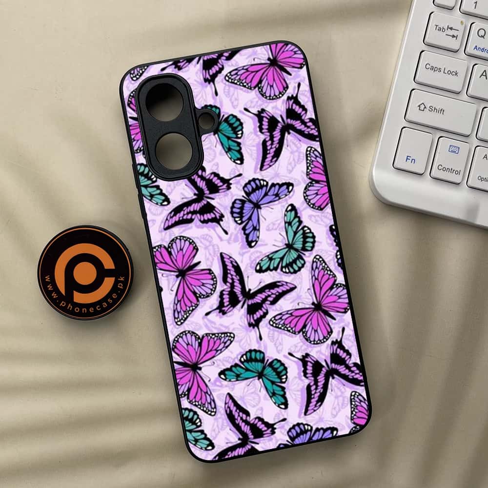 Tecno Spark Go 2 - Butterflies Design Series - Premium Metal Printed soft Bumper Shock Proof Case