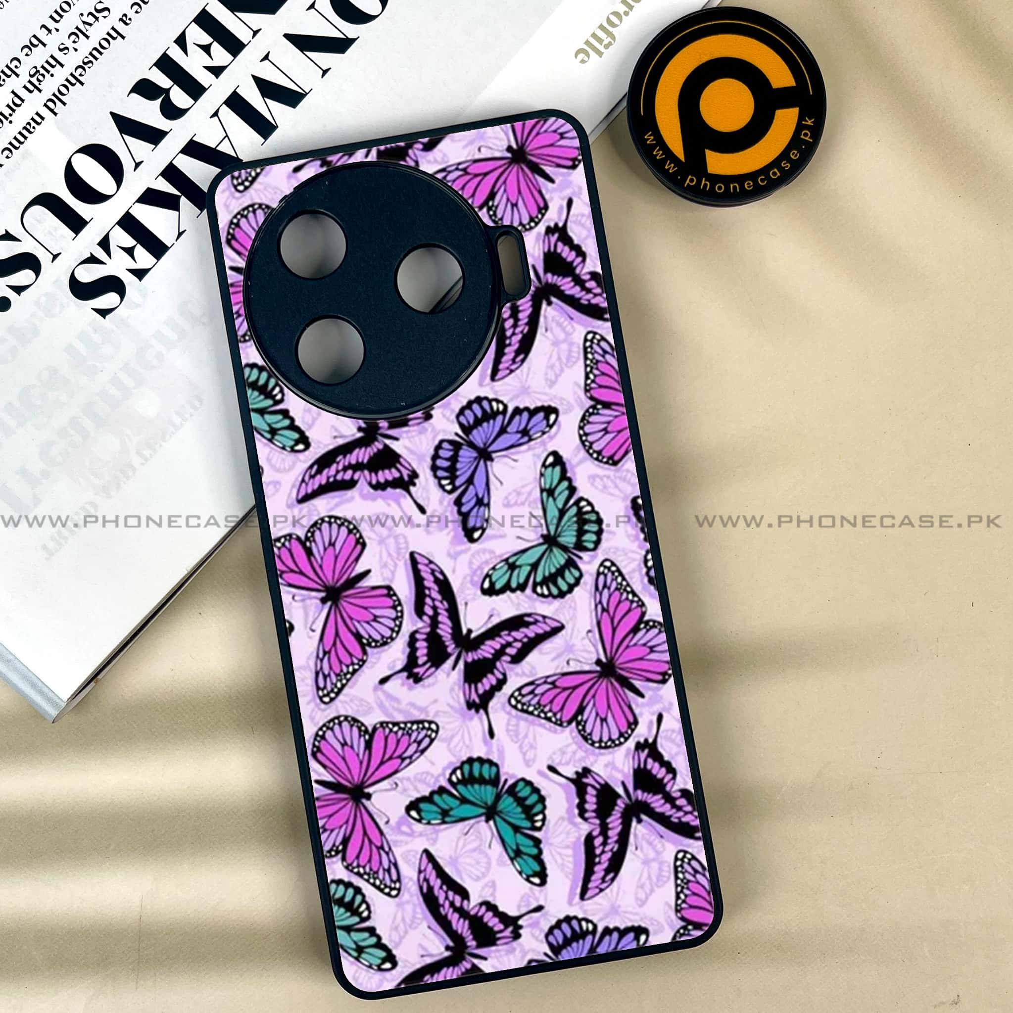 Tecno Camon 30 Pro - Butterflies Design - Premium Printed Glass soft Bumper shock Proof Case