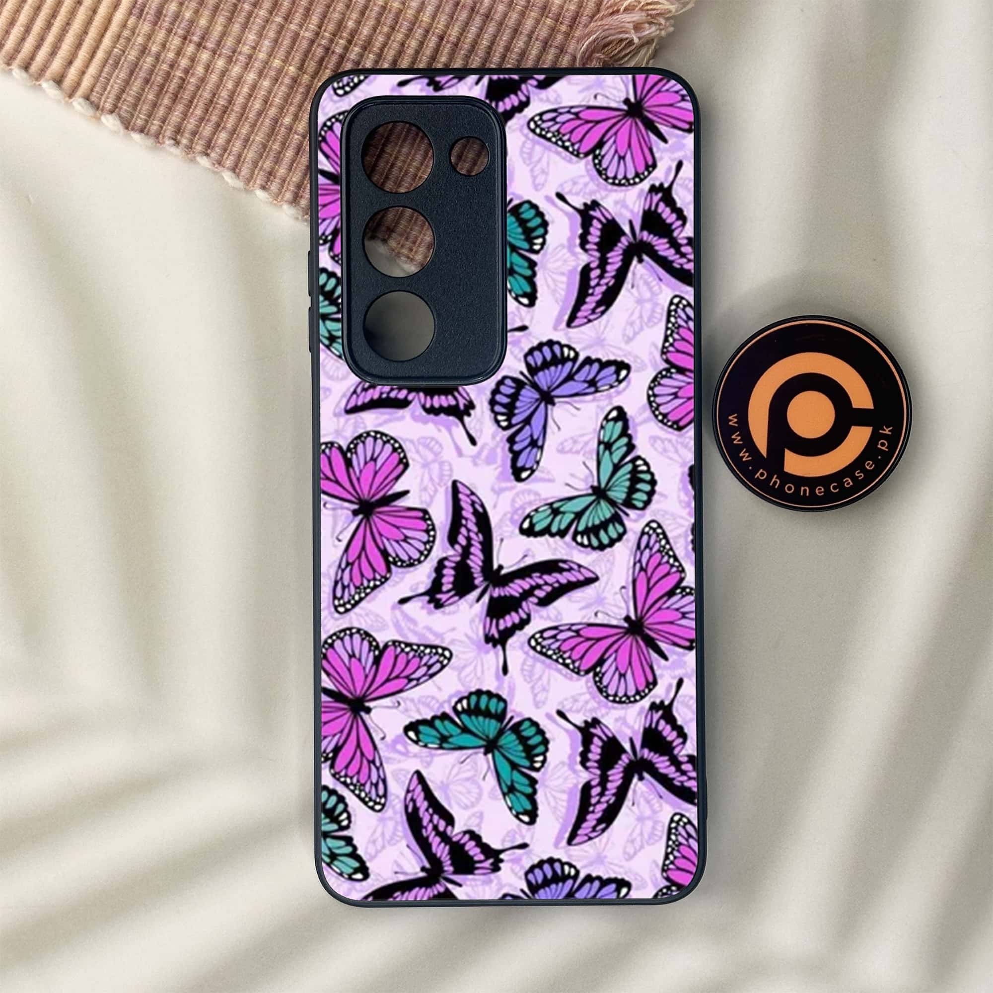 Oppo A5 2025 - Butterflies Design Series - Premium Metal Printed soft Bumper shock Proof Case