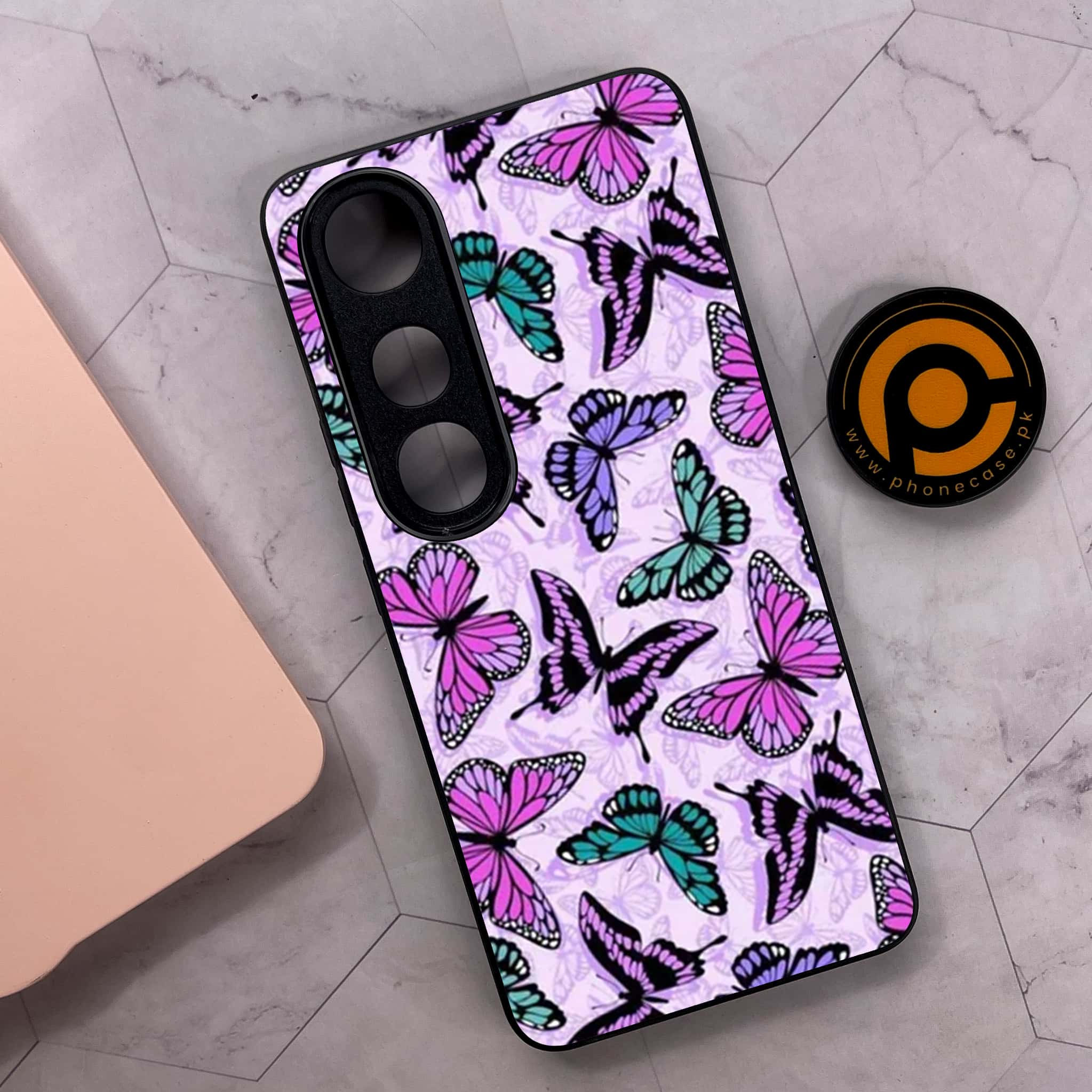Vivo V50 Lite - Butterflies Design Series - Premium Metal Printed soft Bumper shock Proof Case