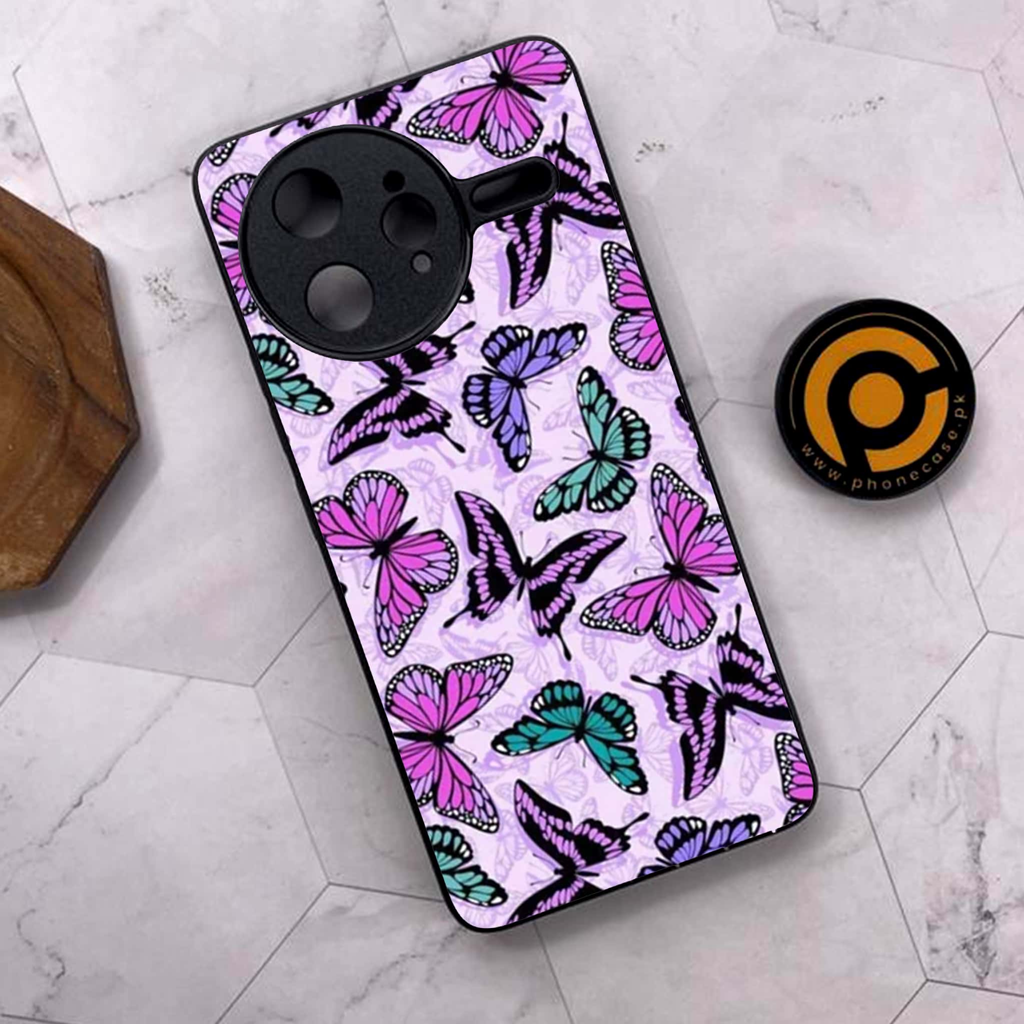 Xiaomi Poco F7 Ultra 5G - Butterflies Design Series - Premium Metal Printed soft Bumper shock Proof Case
