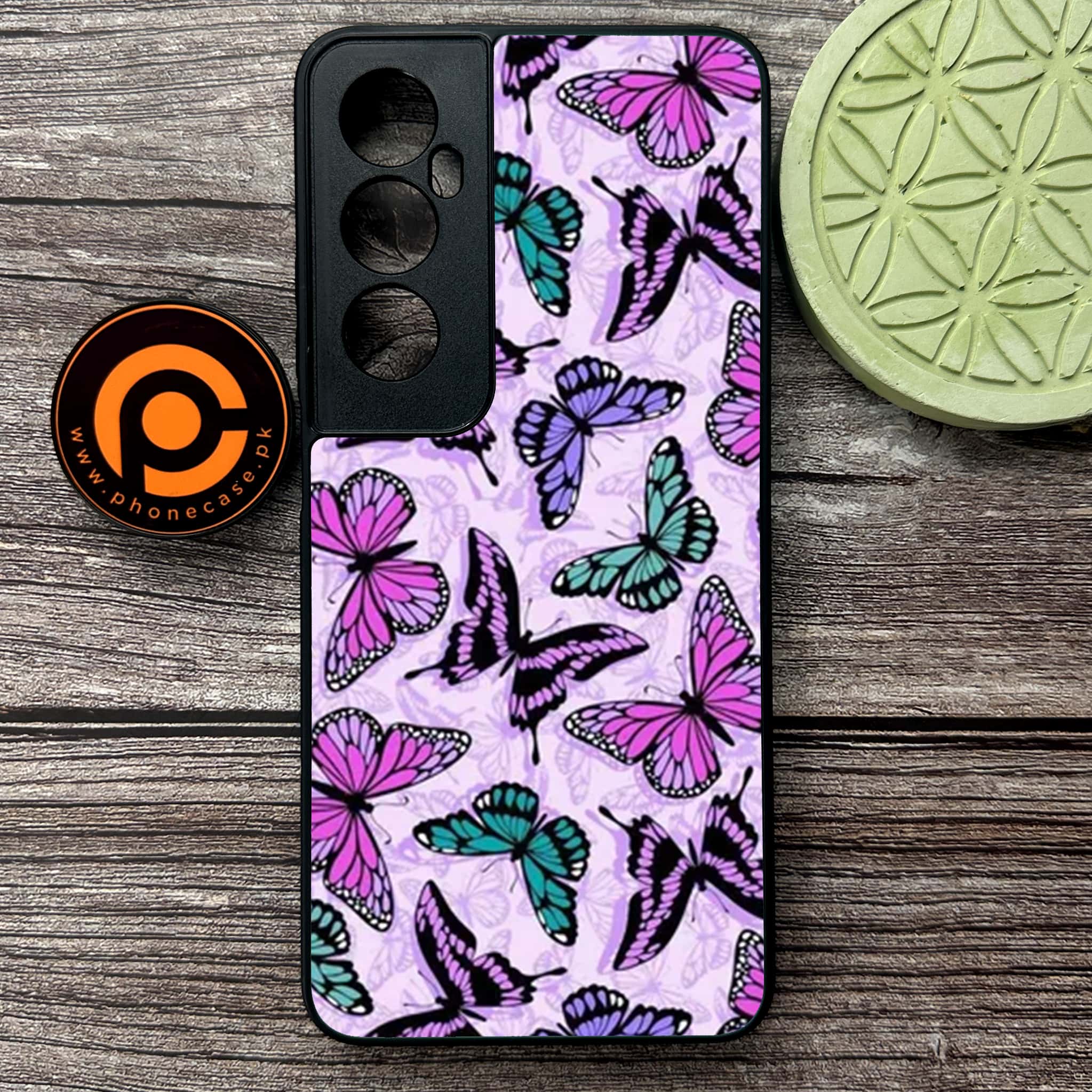 Realme C65  - Butterflies Design Series - Premium Metal Printed soft Bumper shock Proof Case