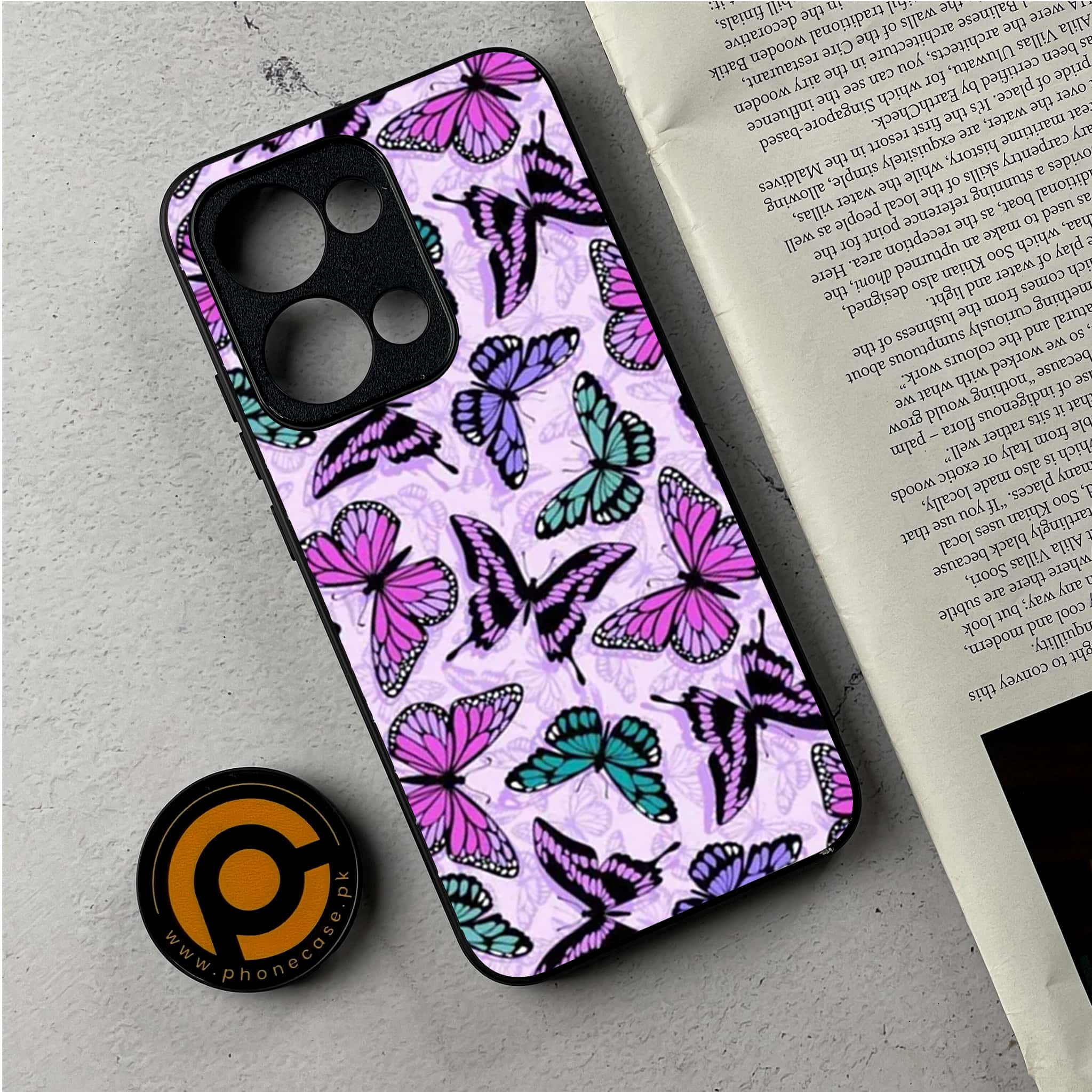 Oppo Reno 13 - Butterflies Design Series - Premium Metal Printed Soft Bumper Shockproof Case
