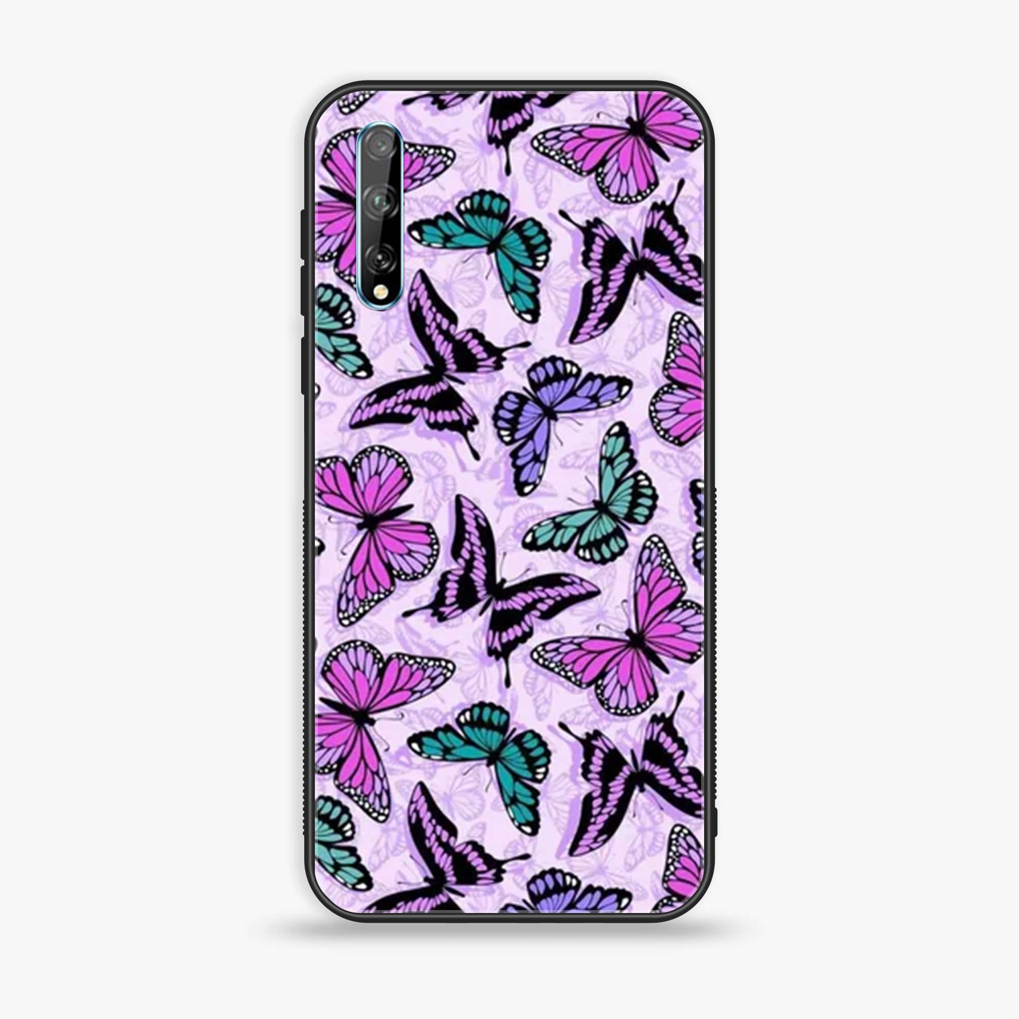 Huawei Y8p - Butterflies Design Series - Premium Printed Glass soft Bumper shock Proof Case