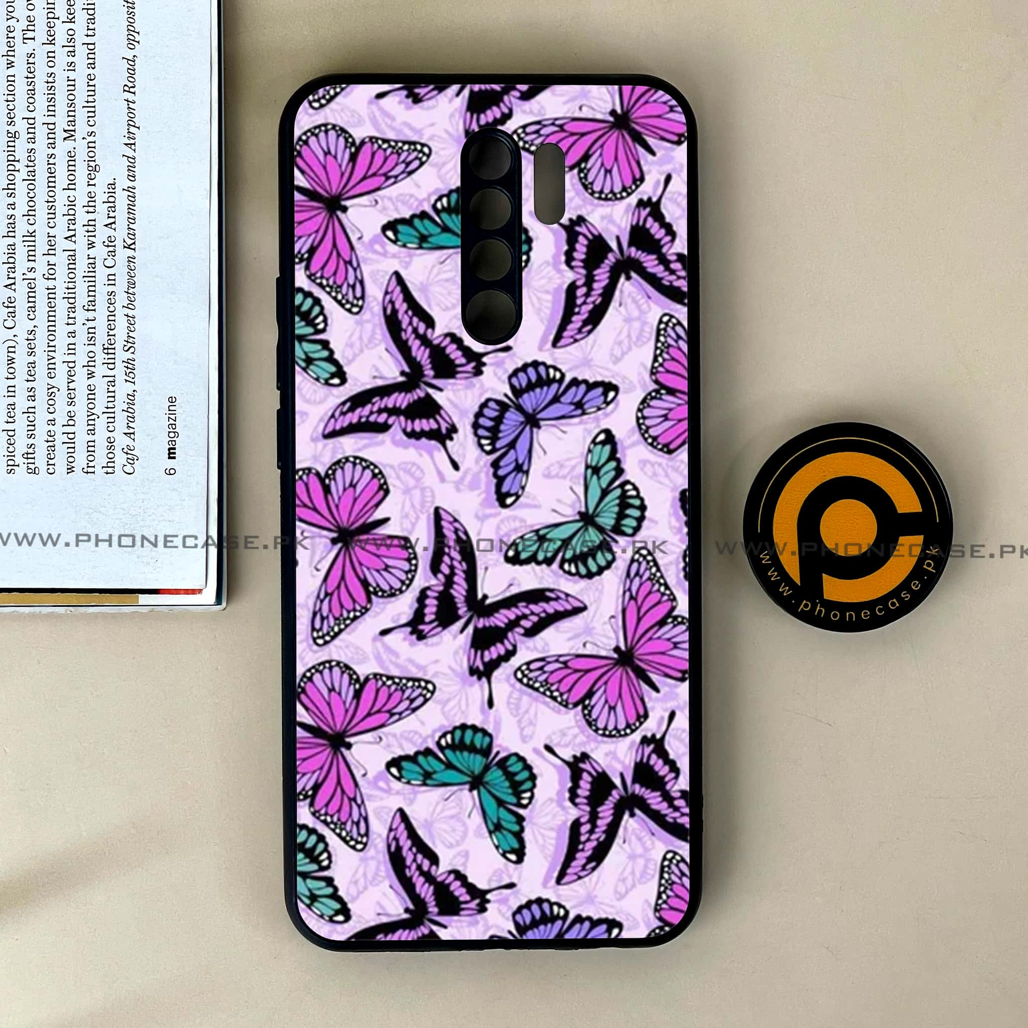 Xiaomi Redmi 9 - Butterflies Design Series - Premium Printed Glass soft Bumper shock Proof Case