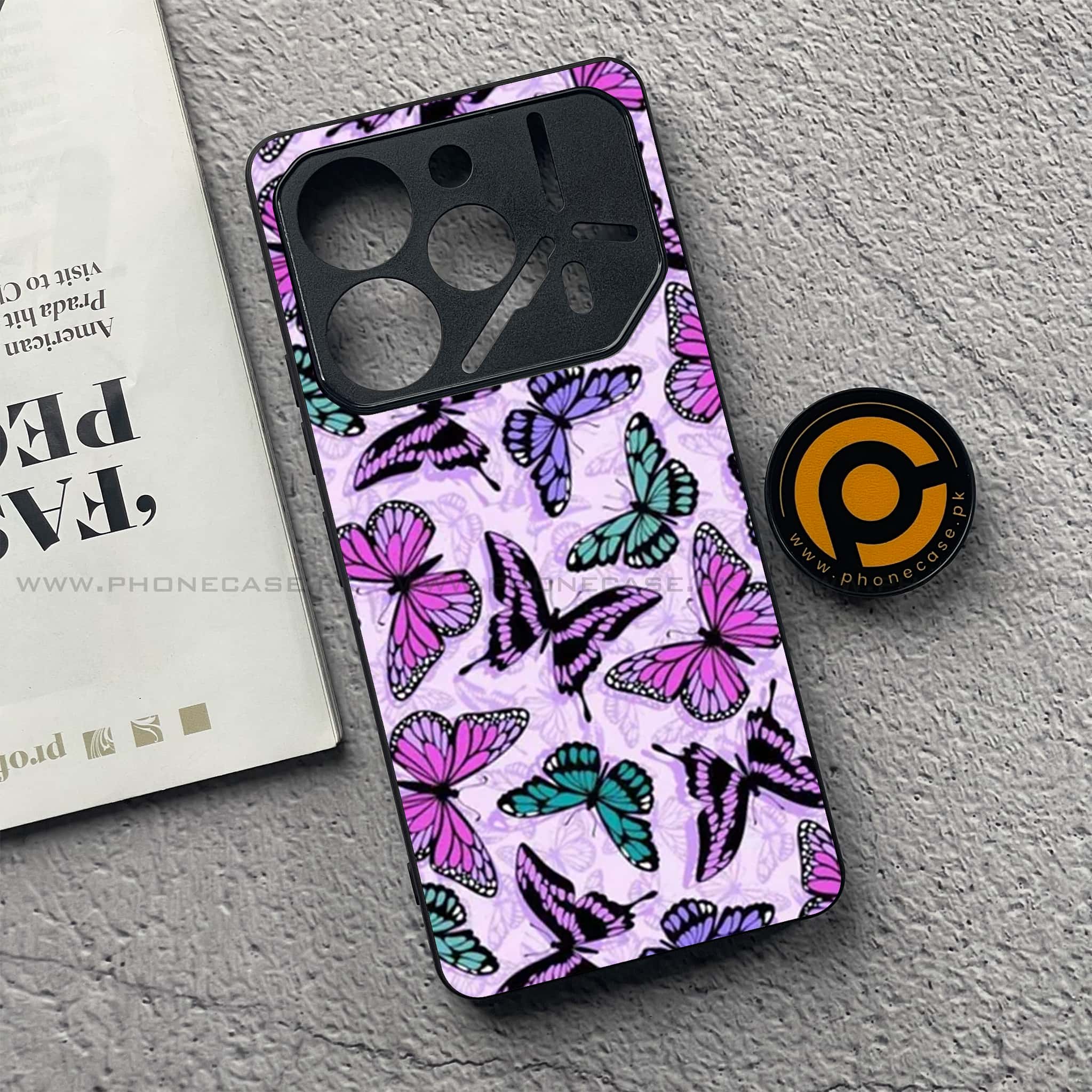 Tecno Pova 6 Pro - Butterflies Design Series - Premium Printed Glass soft Bumper shock Proof Case