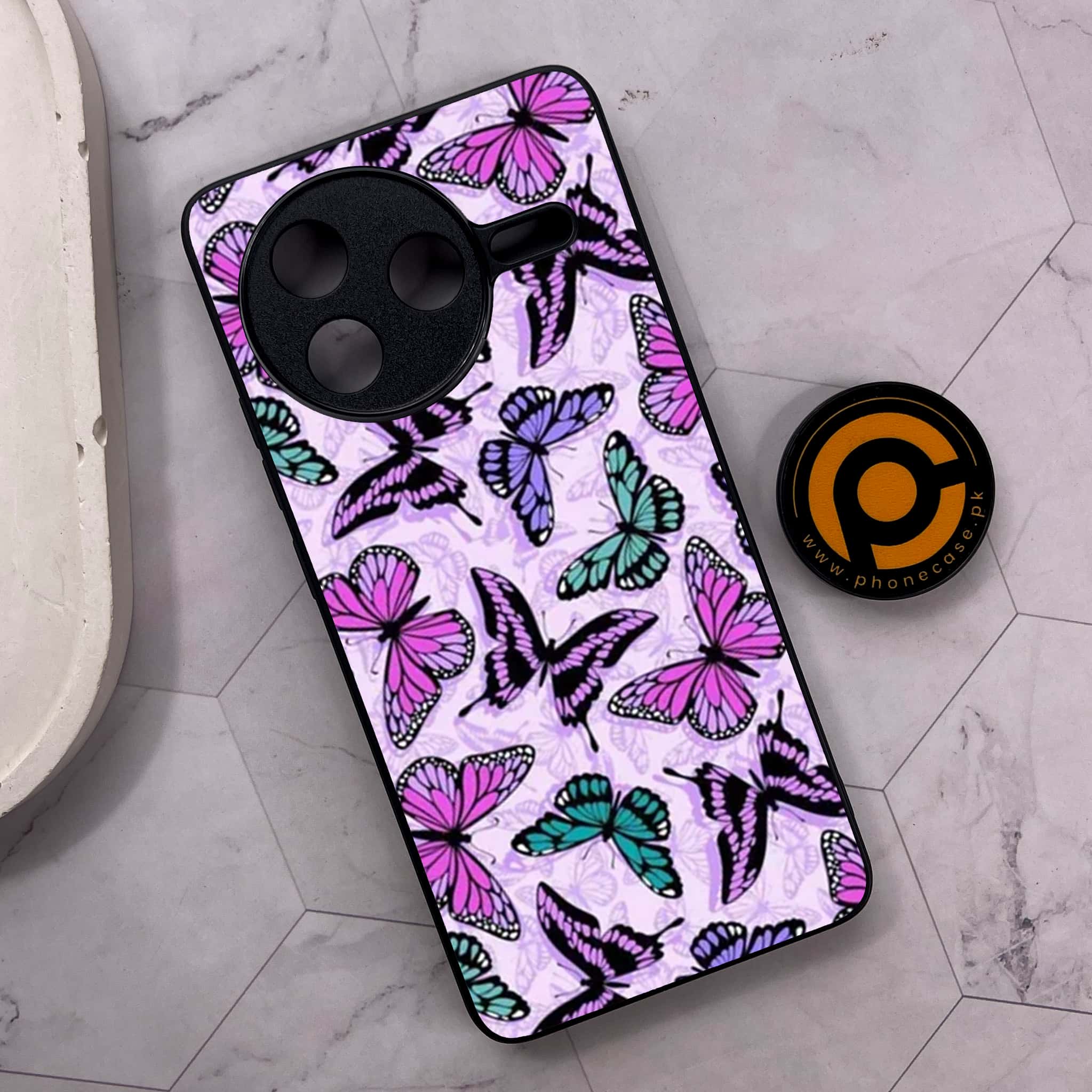 Xiaomi Poco F7 Pro 5G - Butterflies Design Series - Premium Metal Printed soft Bumper shock Proof Case