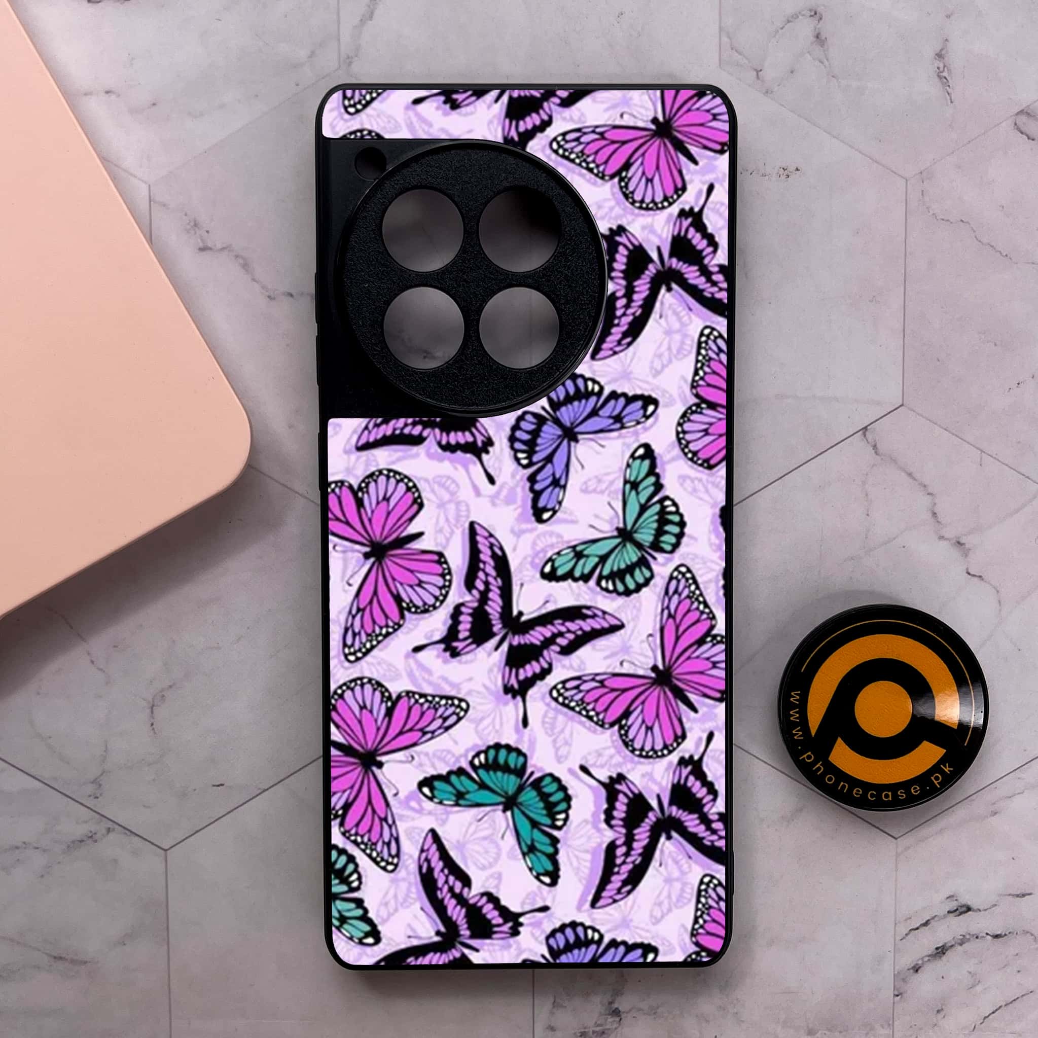 OnePlus 12R - Butterflies Design Series - Premium Metal Printed soft Bumper shock Proof Case