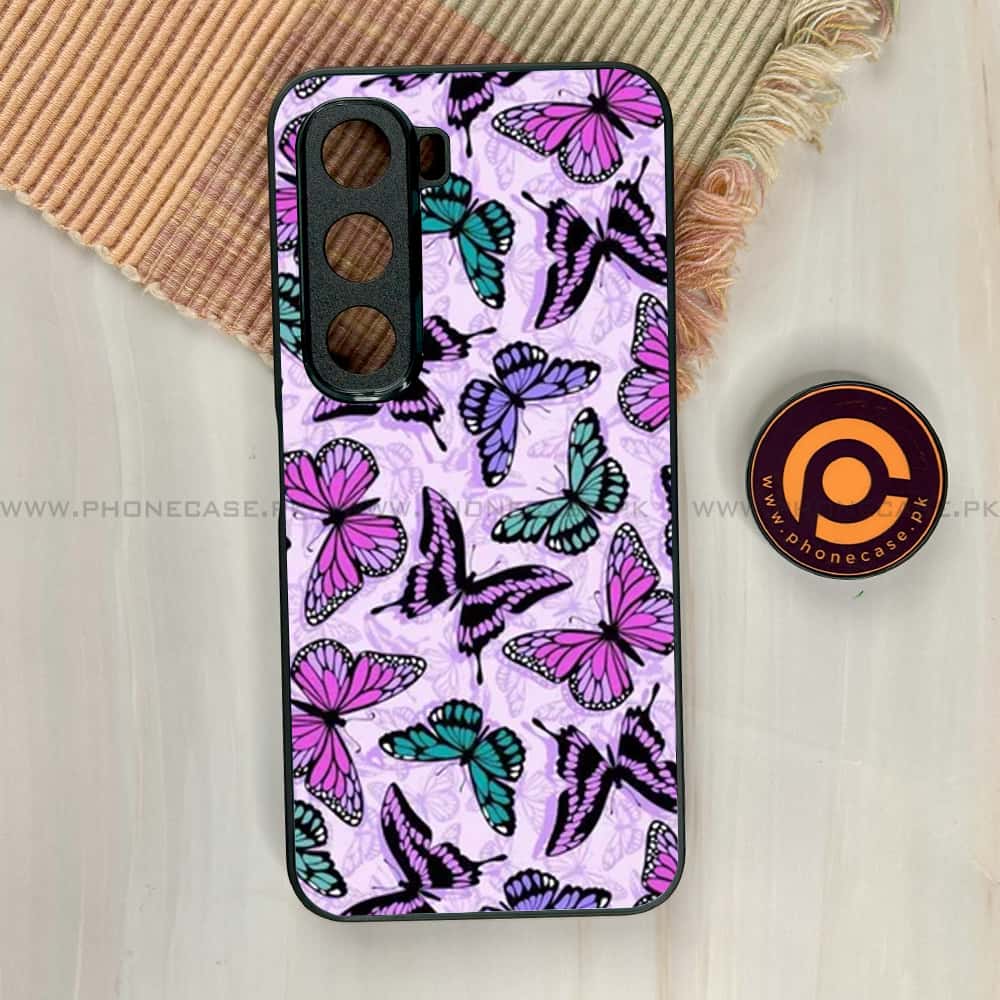 Infinix Hot 60i - Butterflies Design Series - Premium Metal Printed soft Bumper shock Proof Case