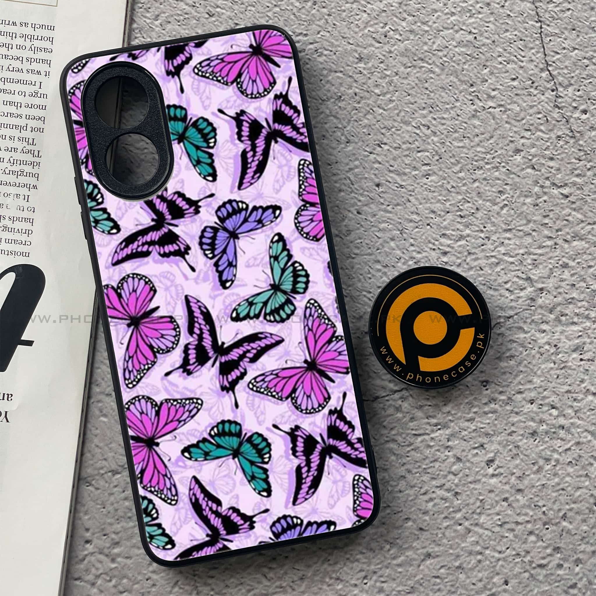Oppo A18 4G - Butterflies Design Series - Premium Metal  Printed soft Bumper shock Proof Case