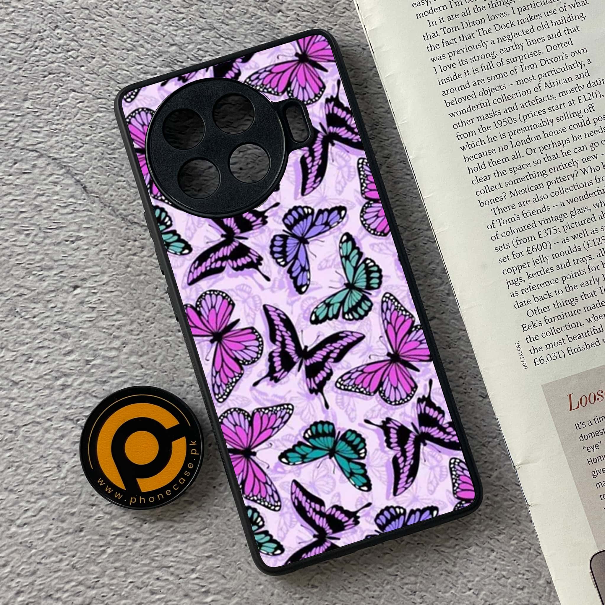 Tecno Spark 20 pro plus - Butterflies Design Series - Premium Metal Printed soft Bumper shock Proof Case