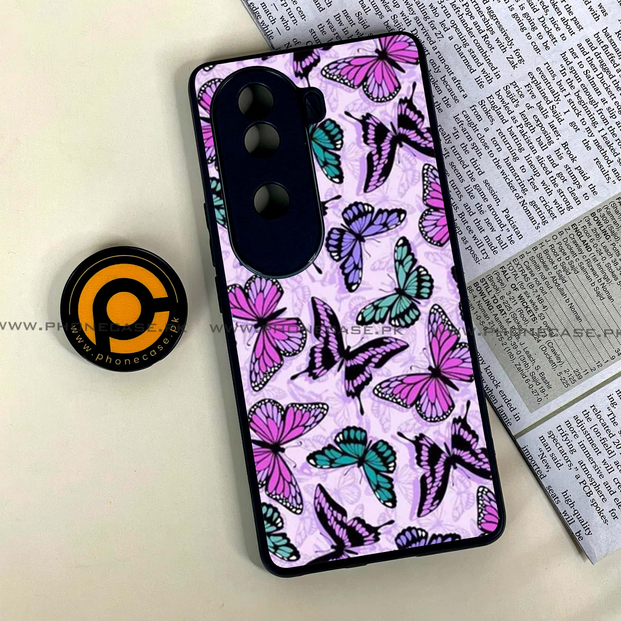 Vivo V40e - Butterflies Design - Premium Printed Glass soft Bumper shock Proof Case