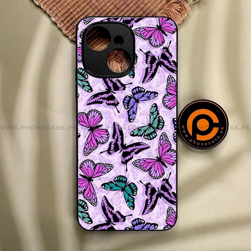 Tecno Spark 40C - Butterflies Design Series - Premium Metal Printed soft Bumper shock Proof Case