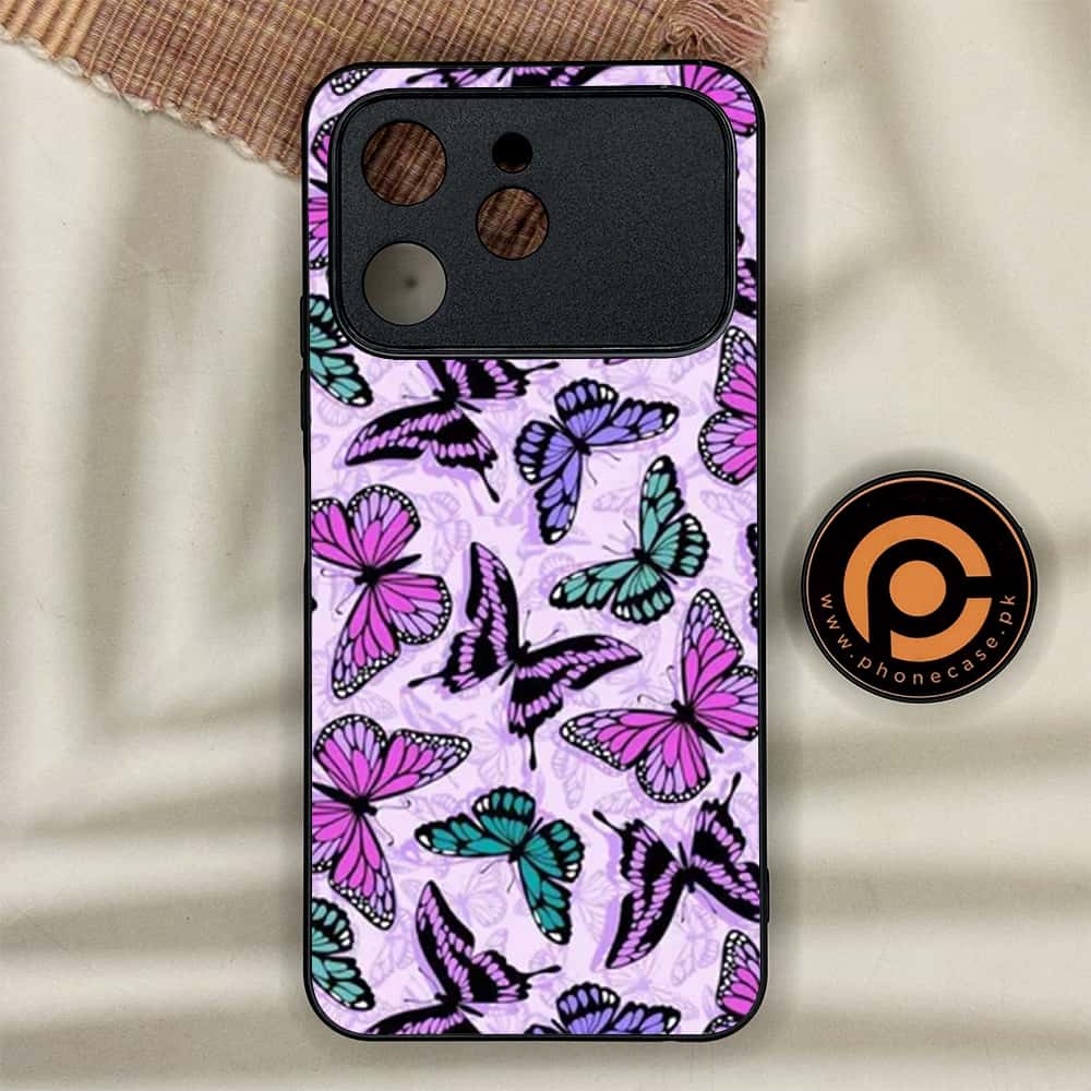 Tecno Spark 40 - Butterflies Design Series - Premium Metal Printed soft Bumper shock Proof Case