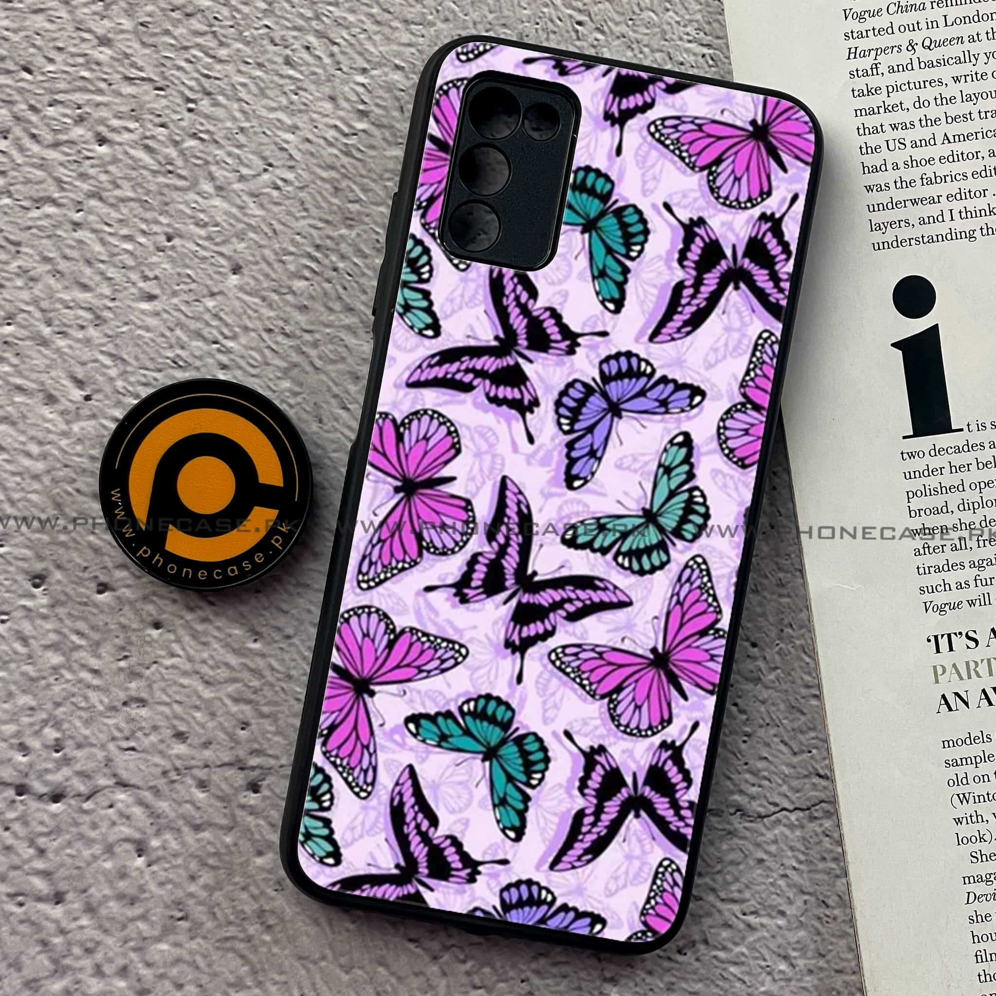 Samsung Galaxy A02s -  Butterflies Design Series - Premium Printed Metal soft Bumper shock Proof Case