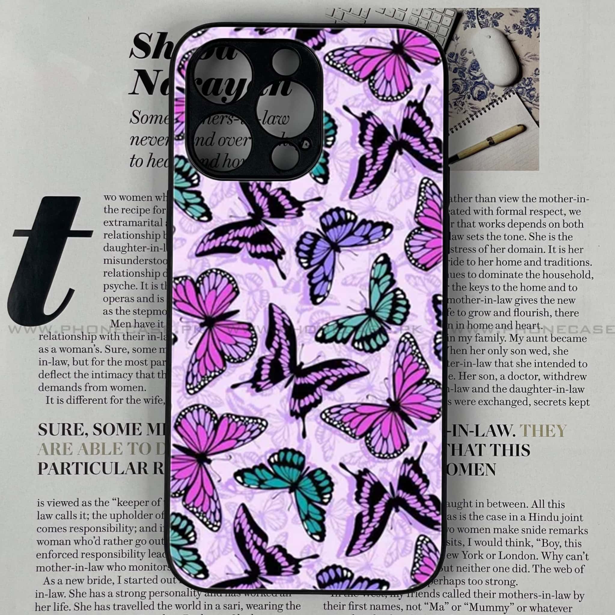 iPhone 14 Pro Max - Butterflies Design Series - Premium Metal Printed soft Bumper shock Proof Case