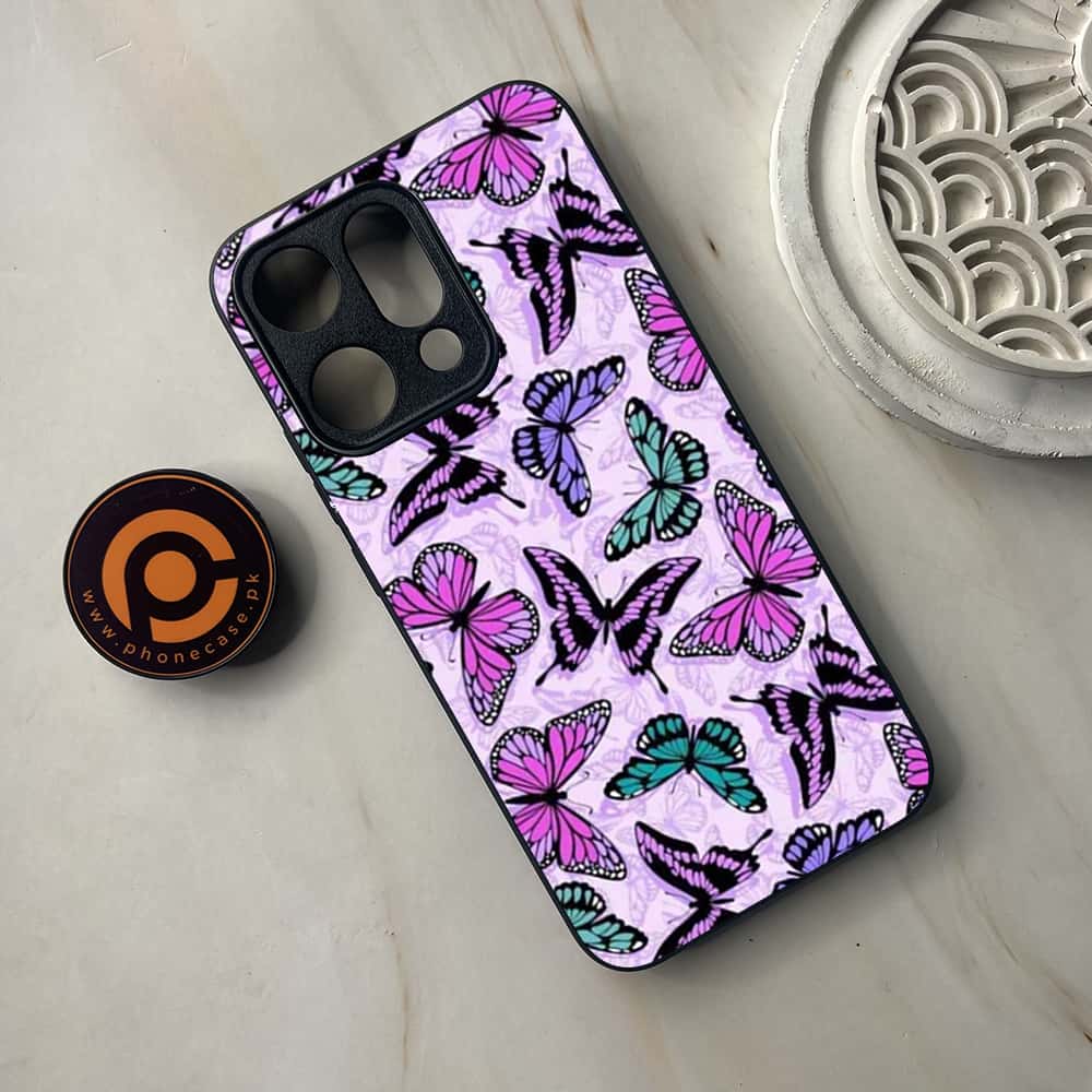 Oppo Reno 14 5G - Butterflies Design Series - Premium Metal Printed soft Bumper shock Proof Case