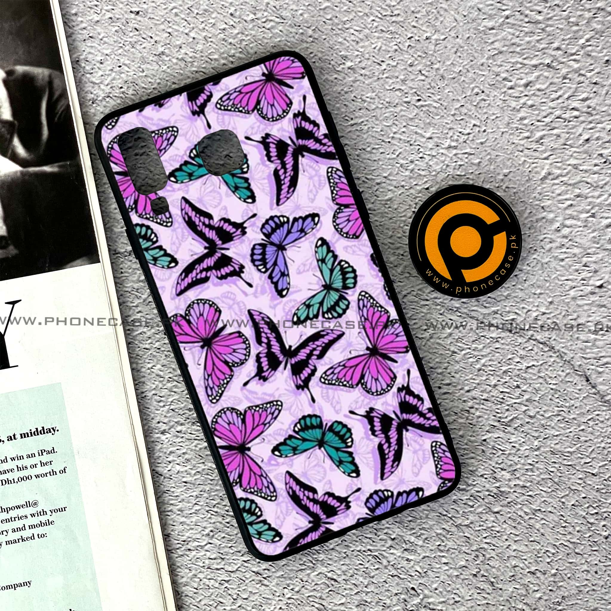 Samsung Galaxy A8 Star(A9 Star) - Butterflies Design Series - Premium Printed Glass soft Bumper shock Proof Case