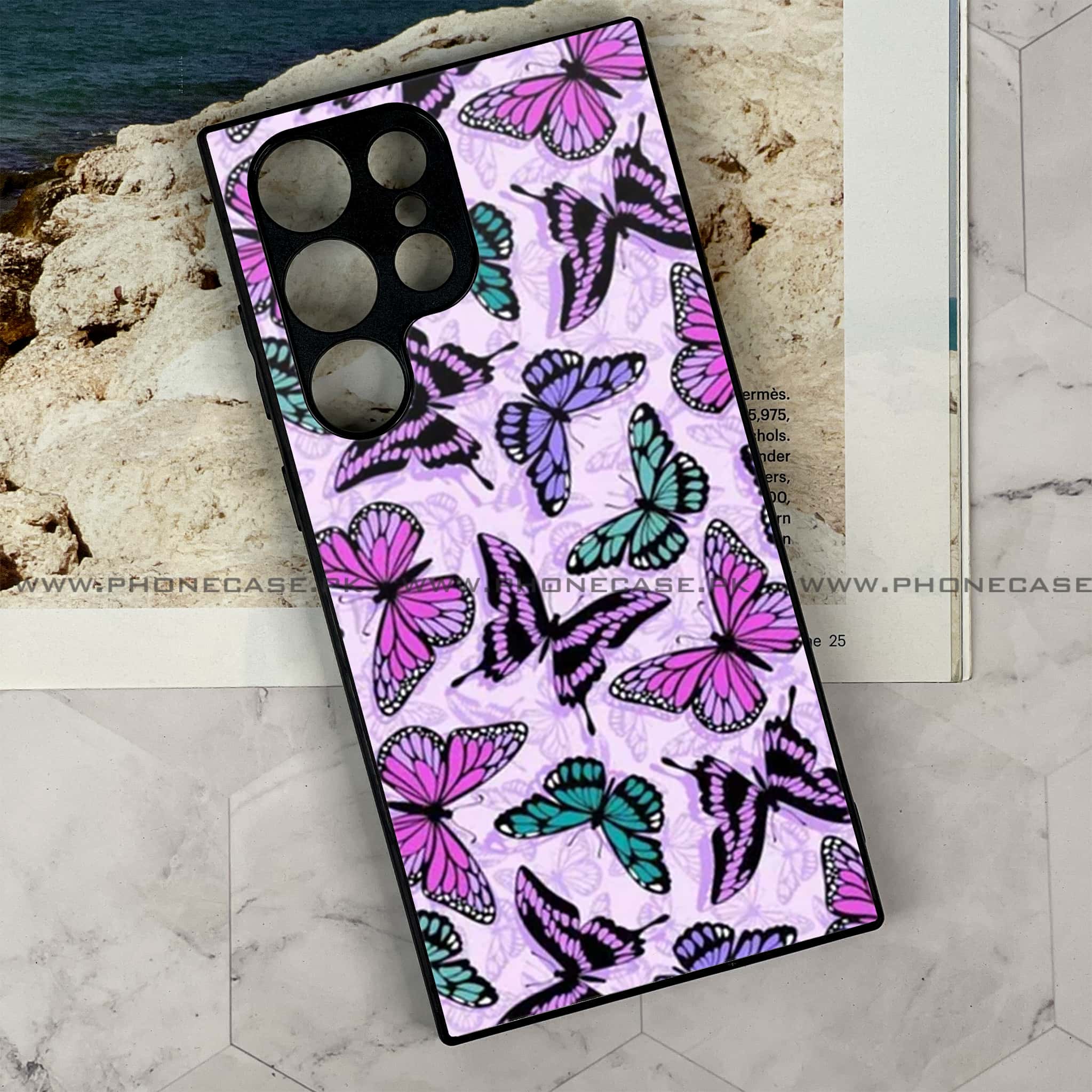 Samsung Galaxy S24 Ultra - Butterflies Design Series - Premium Metal Printed soft Bumper shock Proof Case