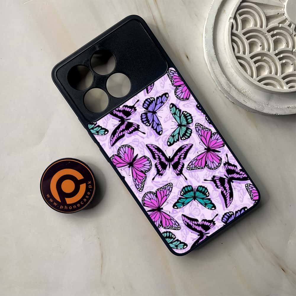 Xiaomi Poco F6 Pro - Butterflies Design Series - Premium Metal Printed soft Bumper shock Proof Case