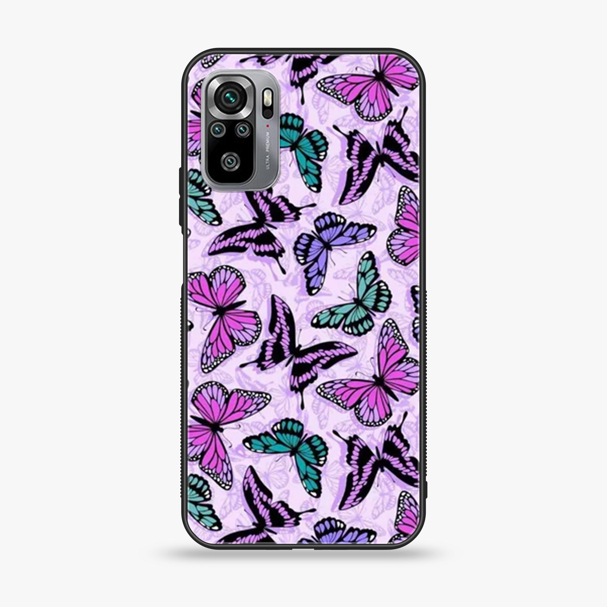 Xiaomi Redmi Note 10S- Butterflies Design Series - Premium Printed Glass soft Bumper shock Proof Case