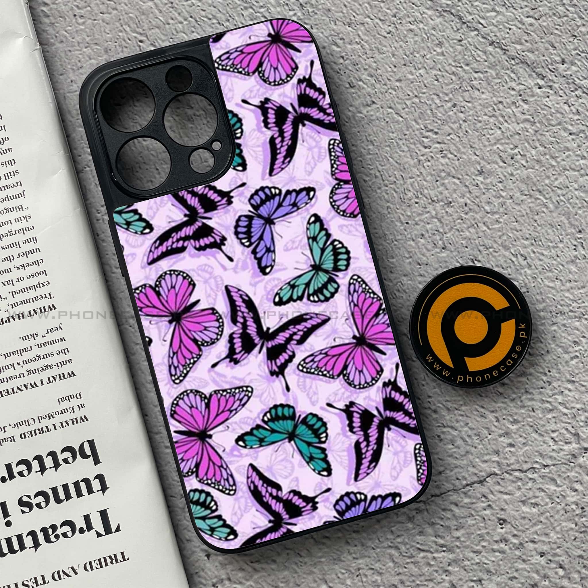 iPhone 15 Pro - Butterflies Design Series - Premium Metal Printed soft Bumper shock Proof Case