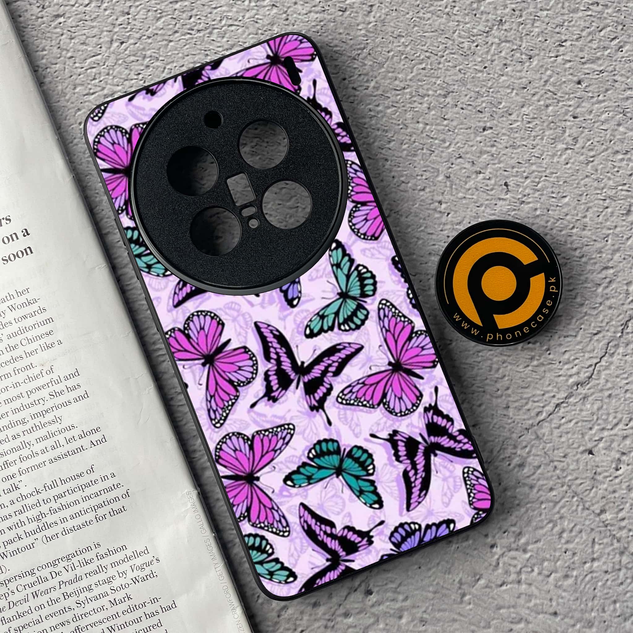 Vivo X200 Pro - Butterflies Design Series - Premium Metal  Printed soft Bumper shock Proof Case