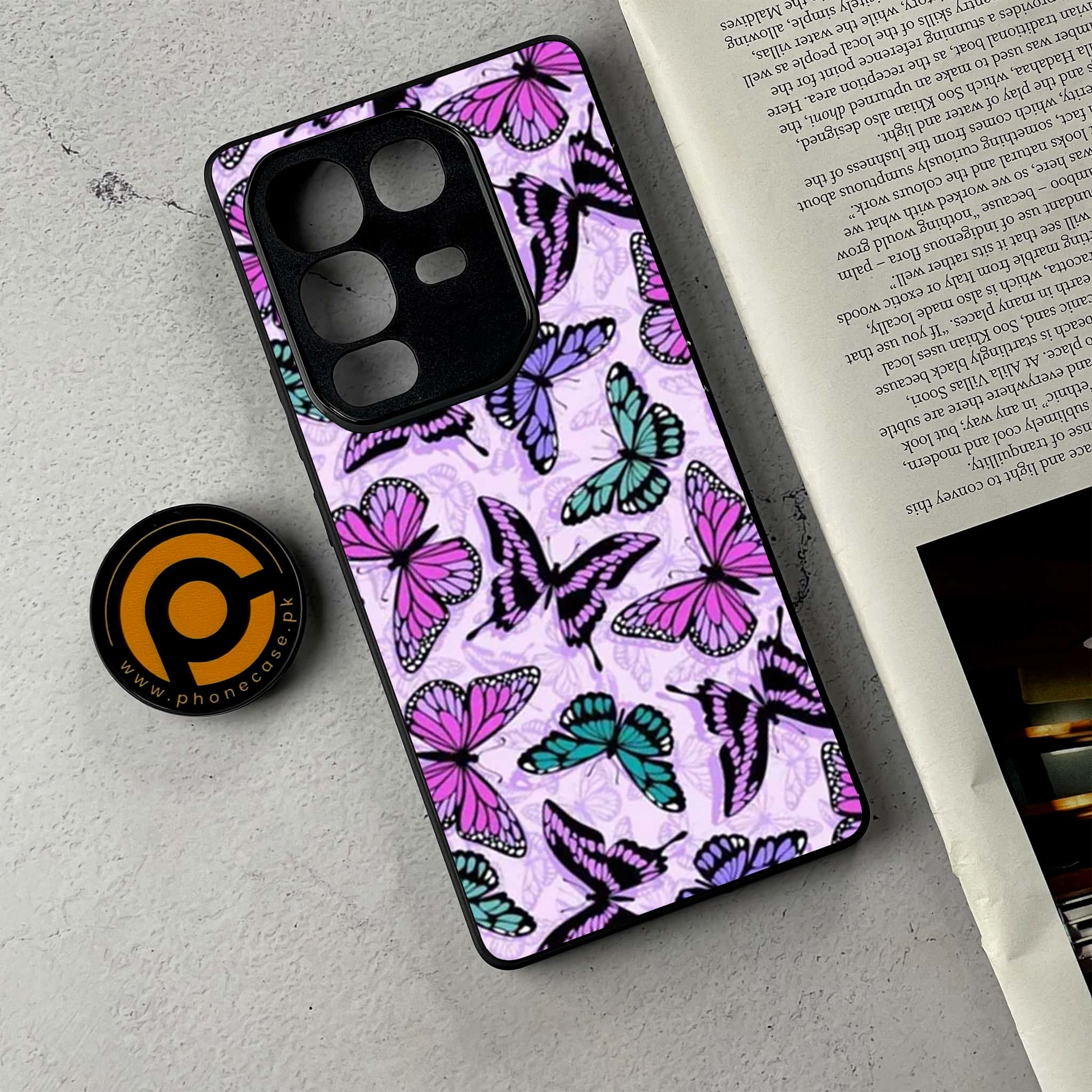 Infinix Note 50 Pro Plus - Butterflies Design Series - Premium Metal Printed Soft Bumper Shockproof Case