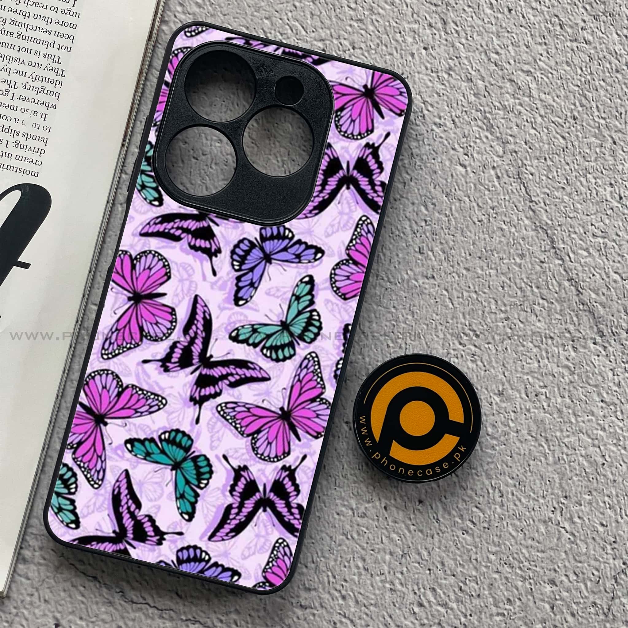 Infinix Smart 8 - Butterflies Design Series - Premium Metal Printed soft Bumper shock Proof Case