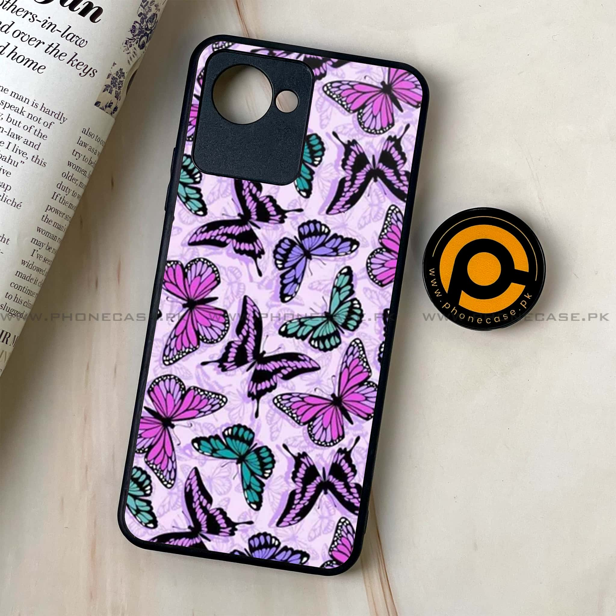 Realme C30 - Butterflies Design Series - Premium Printed Glass soft Bumper shock Proof Case