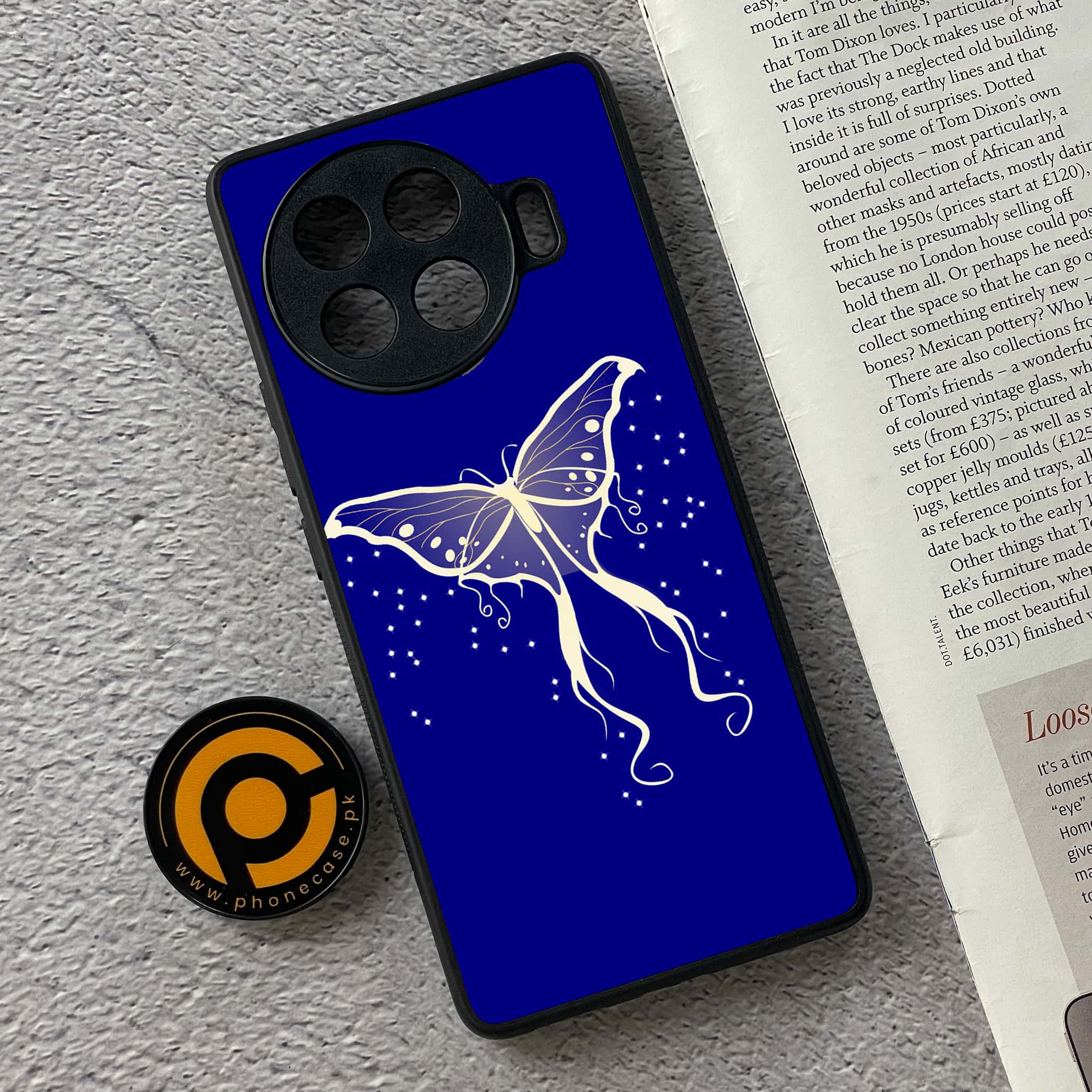 Tecno Spark 20 pro plus - Butterflies Design Series - Premium Metal Printed soft Bumper shock Proof Case
