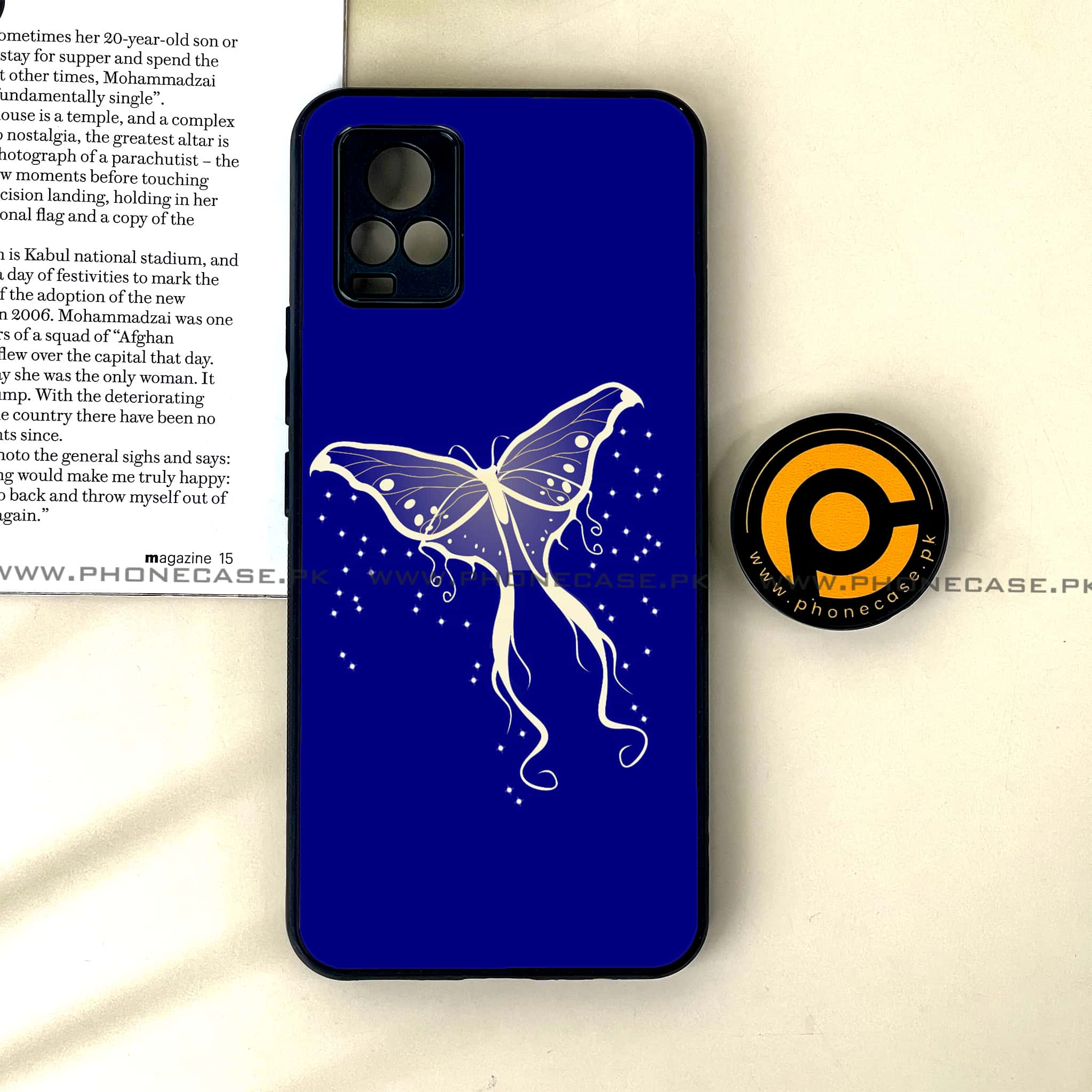 Vivo V20 - Butterflies Design Series - Premium Printed Glass soft Bumper shock Proof Case