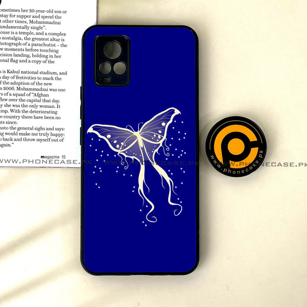 Vivo V20 - Butterflies Design Series - Premium Printed Glass soft Bumper shock Proof Case